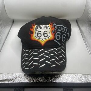Flamin Route 66‎ Embroidered Baseball Cap Strapback
